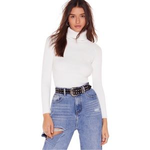 Nasty Gal White Turtleneck Sweater (Size S/M)